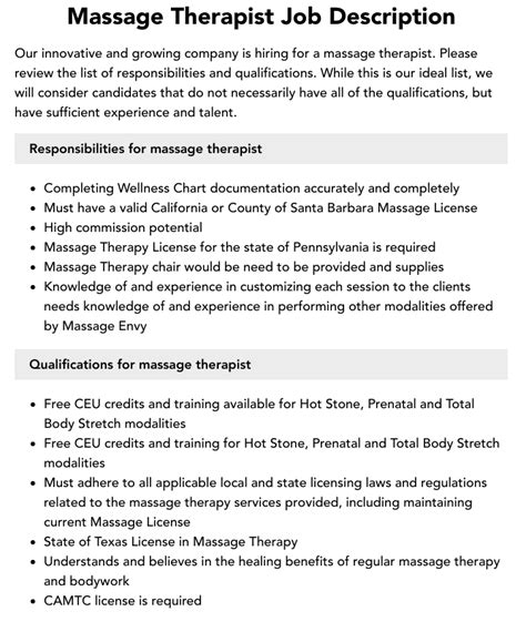 massage therapist employment|Massage Therapist Job Description [Updated for 2024].